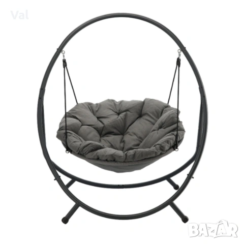 Висящ стол PATIO с тъмносива възглавница и сива рамка - стилен акцент за всеки дом и градина, снимка 8 - Градински мебели, декорация  - 53821670