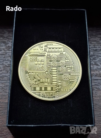 Юбилейна Биткойн монета Bitcoin сувенирна позлатена колекционерска монета , снимка 2 - Нумизматика и бонистика - 52872163