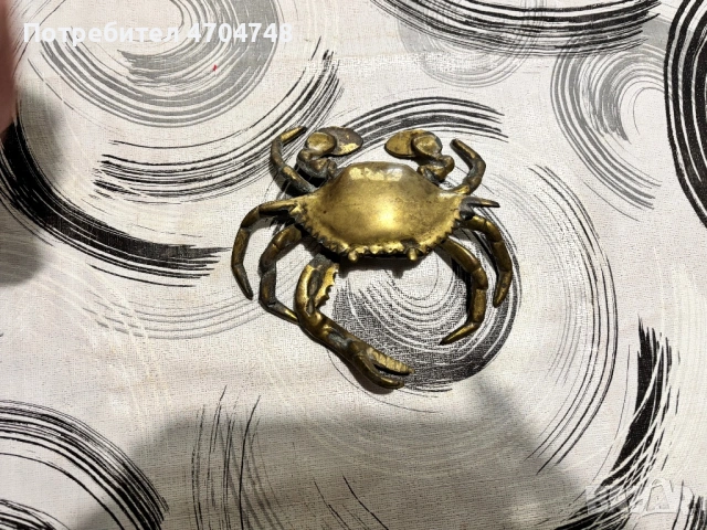 Бронзов пепелник рак без една щипка, снимка 3 - Антикварни и старинни предмети - 53935946