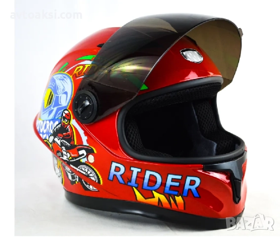 Детска каска Мотор/Мотопед/Вело/Скутер/Атв Шлем 3-ри цвята, снимка 6 - Аксесоари и консумативи - 52431155