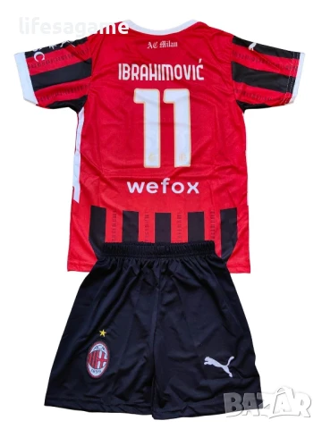 Детски футболен екип Милан Ибрахимович комплект тениска и къси панталони Ibrahimovic Milan 