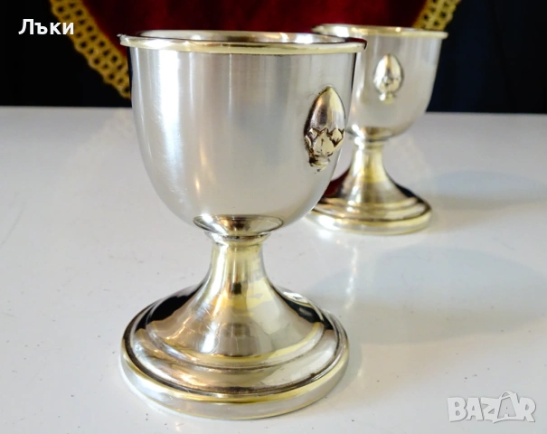 Посребрена чаша,коктиера,релефен лешник. , снимка 4 - Антикварни и старинни предмети - 53977778