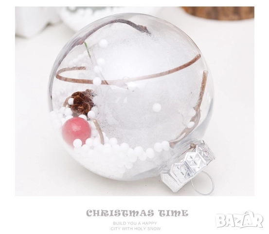 Комплект прозрачни коледни топки за украса - 16 броя в комплект, снимка 4 - Други стоки за дома - 52087153