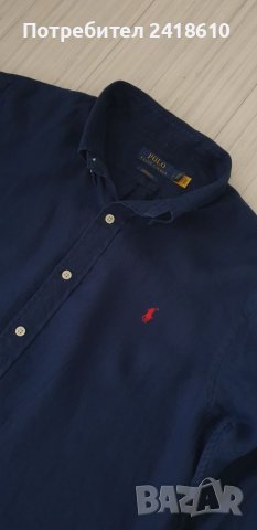 POLO Ralph Lauren Custom Fit Len Mens Size L ОРИГИНАЛ! Мъжка Ленена Риза!, снимка 5 - Ризи - 46292368