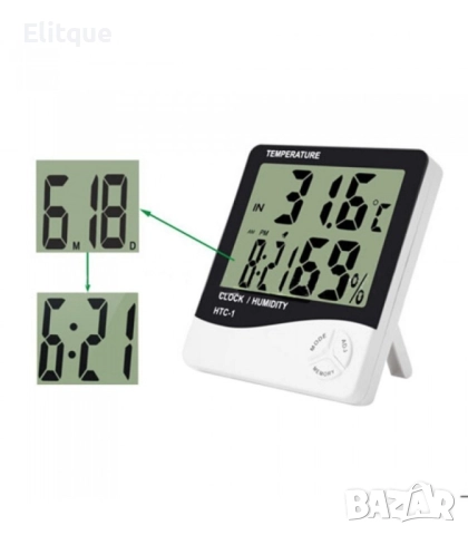 Часовник 3 в 1, термометър и влагометър TV173, снимка 6 - Други стоки за дома - 52894852