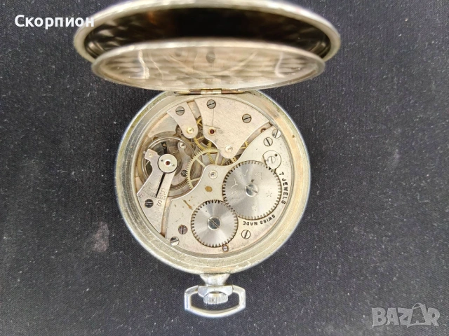  Швейцарски джобен часовник - SYMA  1925г.- 7 JEWELS-SWISS MADE, снимка 6 - Джобни - 46796635