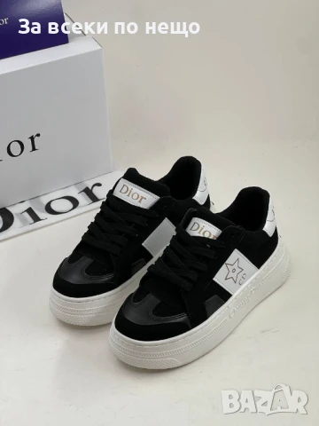 Christian Dior Дамски Черни Маратонки С Бяла Подметка👟Дамски Спортни Обувки Кристиян Диор Код E509, снимка 3 - Маратонки - 50706367