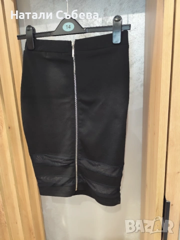 Пола с висока талия и цип, снимка 2 - Поли - 54242936