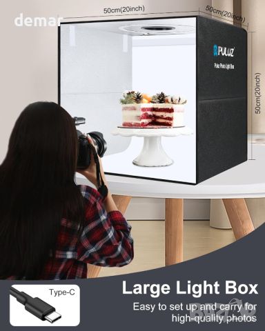 PULUZ Light Box Photography, 50x50 см преносимо фотостудио, 160 LED, снимка 2 - Чанти, стативи, аксесоари - 46551933