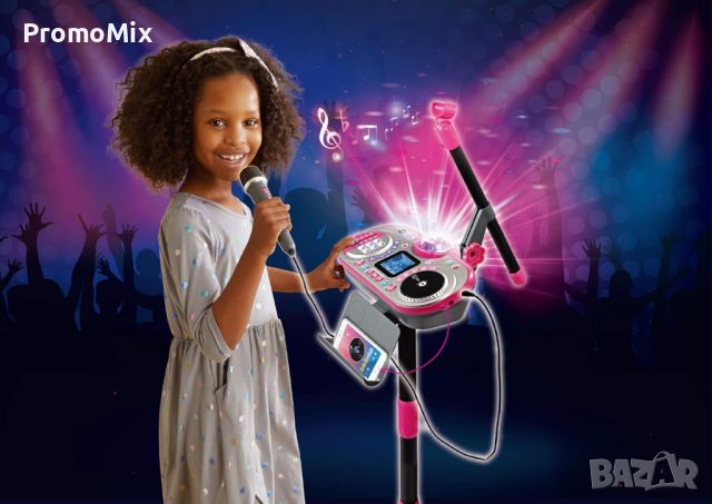 Музикално студио Vtech Kidi Superstar DJ 80-531703 Детски микрофон със стойка DJ пулт караоке музика, снимка 1 - Музикални играчки - 46682259