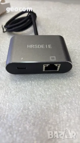 HRSDEIE USB-C to Ethernet Adapter, USB Type-C (Thunderbolt 3) to RJ45 Network Port with 60W PD, снимка 5 - Мрежови адаптери - 49540107