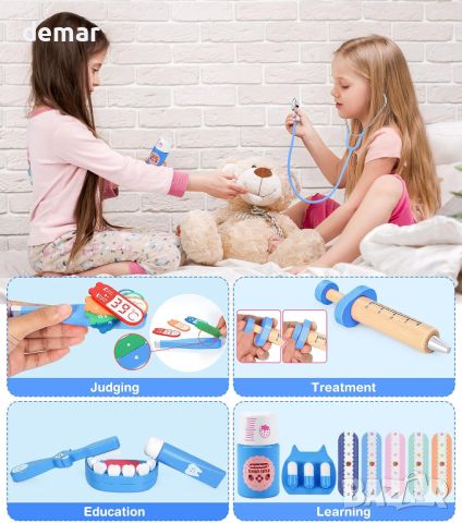 Ophy Doctors Set Детски дървен зъболекарски комплект, образователна играчка  за деца 3+ год, снимка 4 - Образователни игри - 46432987