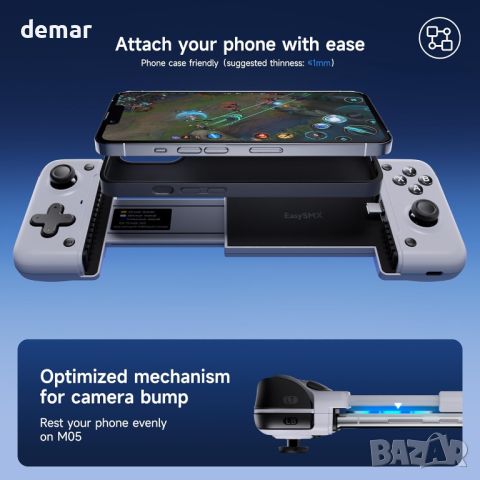 Мобилен гейминг контролер EasySMX M05 Type-C за Android, iPhone 15, Xbox Game Pass с Hall Trigger, снимка 4 - Друга електроника - 46433541