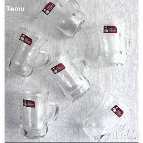 Комплект от 6 броя стъклени чаши, сервиз за кафе или чай, 150ml, снимка 5 - Сервизи - 46419438