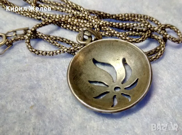 ФЛОРАЛЕН СРЕБЪРЕН МЕДАЛЬОН сФИНА СРЕБЪРНА ВЕРИЖКА СРЕБРО 925 с НУЖДА от РЕМОНТ на ЗАКОПЧАЛКАТА 49776, снимка 5 - Колиета, медальони, синджири - 50421443