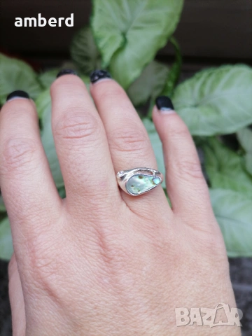 Страхотен сребърен пръстен със седеф - модел КR1022, снимка 4 - Пръстени - 53732165