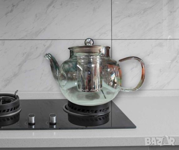 Прозрачен стъклен чайник с инфузер за кафе и чай, снимка 6 - Аксесоари за кухня - 46396174