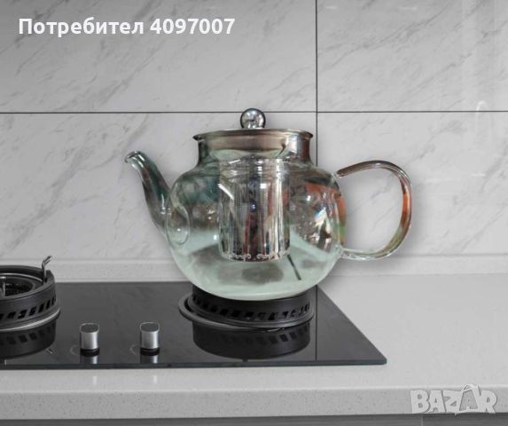 Прозрачен стъклен чайник с инфузер за кафе и чай, снимка 4 - Аксесоари за кухня - 45659450