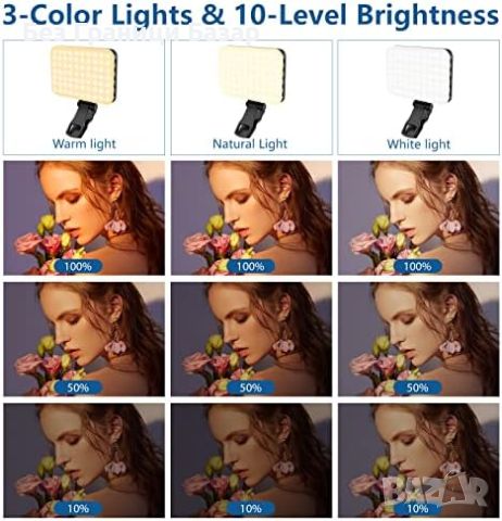 Нова Компактна LED селфи Светлина с Клипс, 3 Режима, Батерия 2200mAh, снимка 3 - Чанти, стативи, аксесоари - 46439347