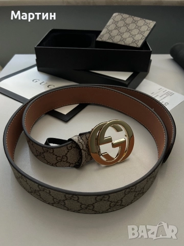 Колан и портфейл Gucci, снимка 5 - Колани - 51693614