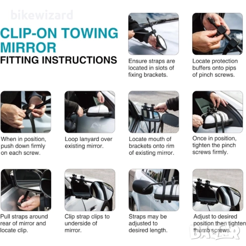 Комплект удължителни огредала универсални за автомобил за каравана НОВИ, снимка 2 - Аксесоари и консумативи - 52406362