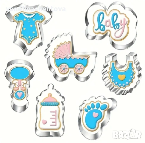 Baby бебешка количка краче боди резци резец тесто бисквитки фондан декорация торта 