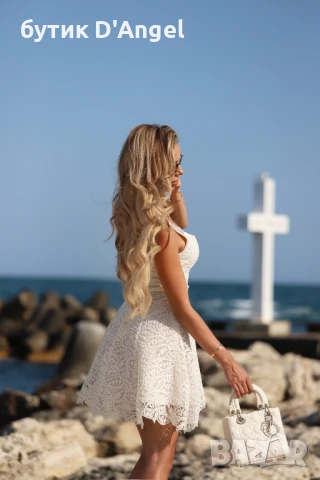 AVIN Рокля от дантела с перли и камъни, снимка 2 - Рокли - 51018956