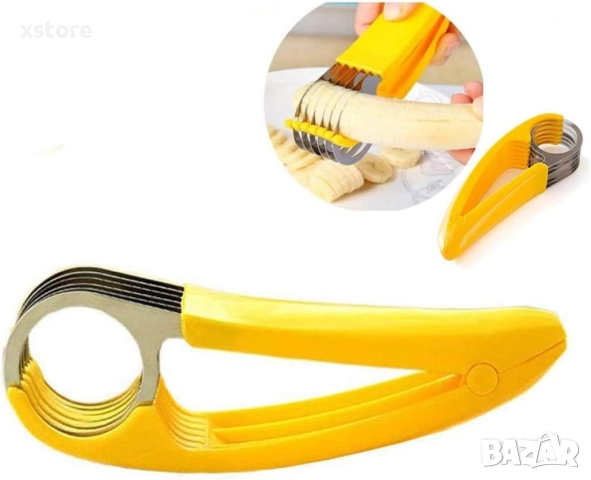 Функционална стоманена резачка за банани, резачка за плодове с ергономична дръжка