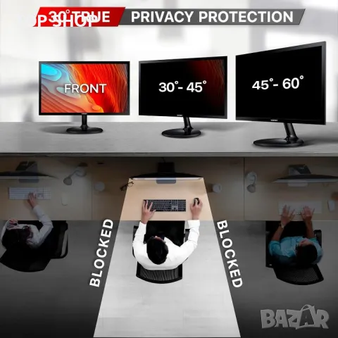 VINTEZ 24 инча 2 броя Филтър за поверителност на компютъра за широкоекранен монитор 16:9, снимка 5 - Друга електроника - 49938041