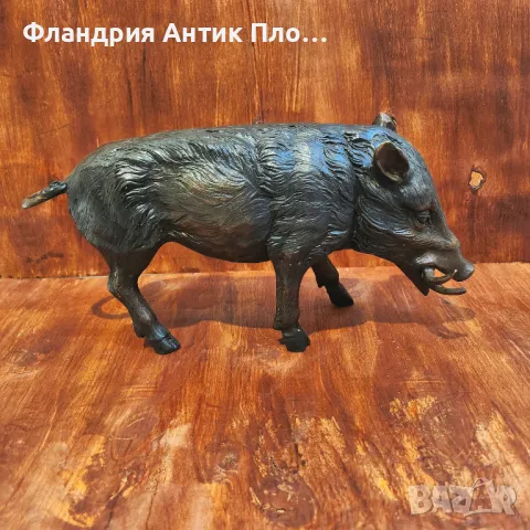 Бронзова скулптура на див глиган, снимка 5 - Статуетки - 49647406