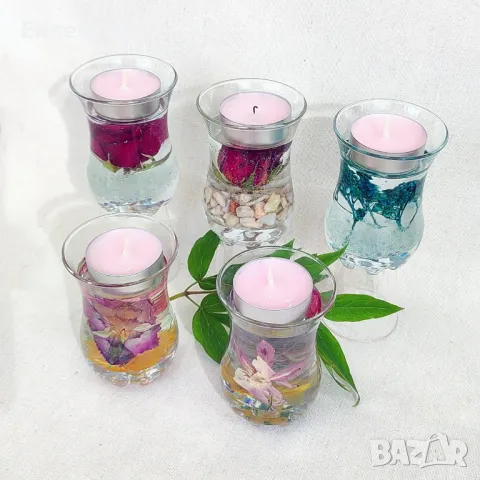 Стъклени свещници /преспапиета с хербарий