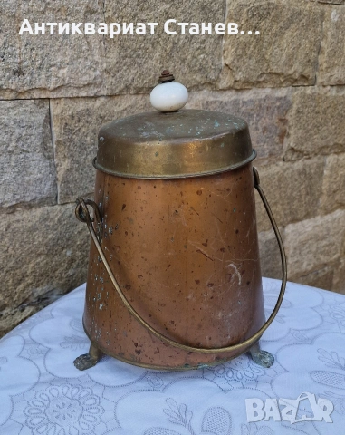 Винтидж меден съд с капак, снимка 2 - Други - 53875250