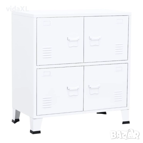 vidaXL Индустриален скрин за съхранение, бял, 75x40x80 cм, стомана(SKU:339626)