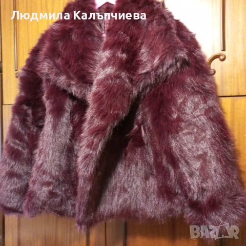 Стилно палто от еко кожа – цвят бордо, снимка 2 - Палта, манта - 53301011