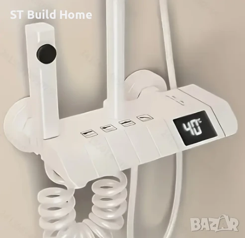 Луксозен душ комплект с LED дисплей – 4 функции, бял цвят | STBuildHome , снимка 3 - Душове - 50891738
