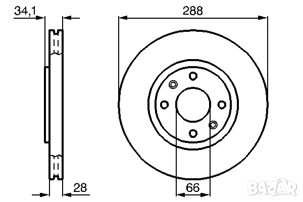 Диск спирачен преден дeсен/ляв за CITROEN C5 I,C5 II,XANTIA 1.9D-3.0 05.93г.- № C1361V, снимка 3 - Части - 50625288