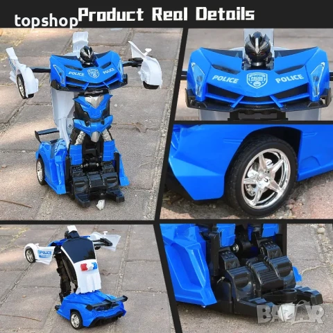 Трансформираща се играчка кола робот, дистанционно, зареждаема батерия USB type A, снимка 3 - Коли, камиони, мотори, писти - 50525541