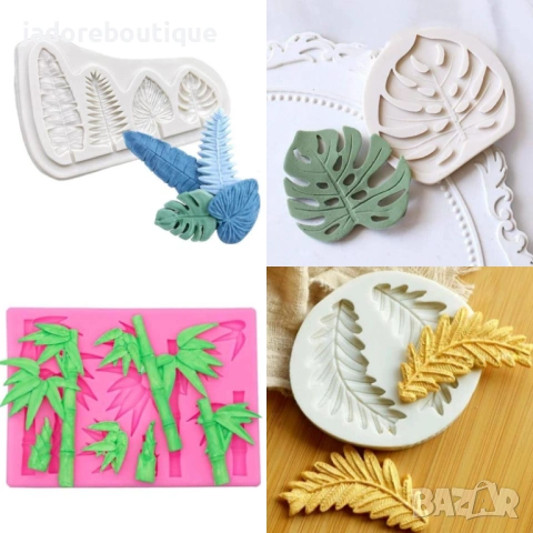 Силиконов молд Бамбук/ Тропически листа различни видове калъпи 