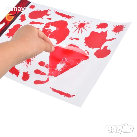 6081 Страшни Хелоуин стикери за декорация – кървави отпечатъци за прозорци и огледала, снимка 7 - Декорация за дома - 51796228