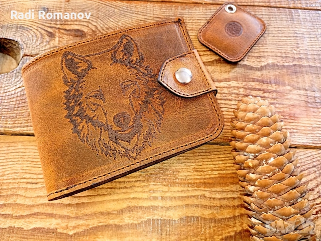 Ръчно изработен мъжки кожен портфейл, ловен аксесоар, мъжки подарък , снимка 4 - Портфейли, портмонета - 53667781