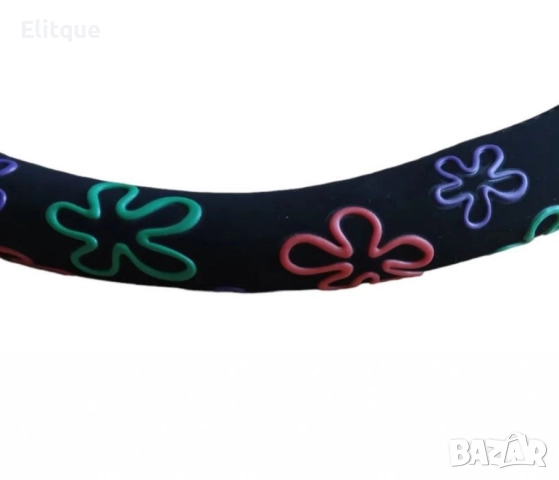 Дамски калъф за волан – Черно кадифе с апликации цветя, снимка 4 - Други стоки за дома - 52606919