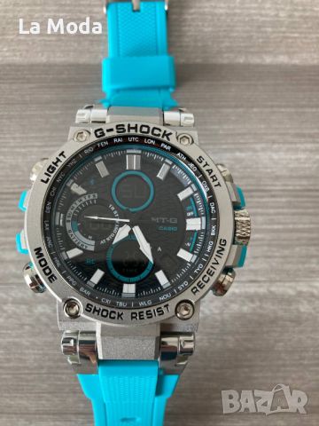 Часовник Casio G-Shock метален корпус небесно синя каишка реплика, снимка 3 - Мъжки - 45996632