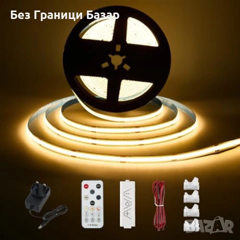 Нова COB LED лента 3м 2700K топла светлина RF дистанционно осветление
