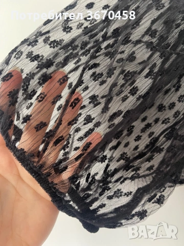 Модерна блузка с ефектни ръкави Л размер еластична боди, снимка 2 - Корсети, бюстиета, топове - 53721855