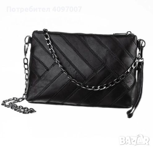 Модерна дамска чанта от ест. к. в елегантен дизайн с метлна дръжка за рамо тип синдцир 32/20см, снимка 3 - Чанти - 45752319