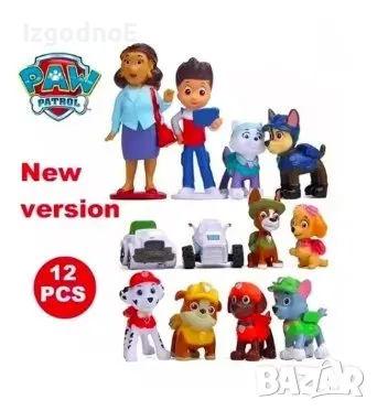 12 фигурки за украса на торта Пес Патрул, PAW Patrol, снимка 1 - Фигурки - 46831655