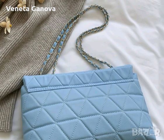 Дамска чанта в синьо или екрю, снимка 3 - Чанти - 45543271