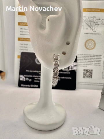 Сребърни обеци с мойсанит (Диамант) 1 карат, снимка 7 - Обеци - 54062440