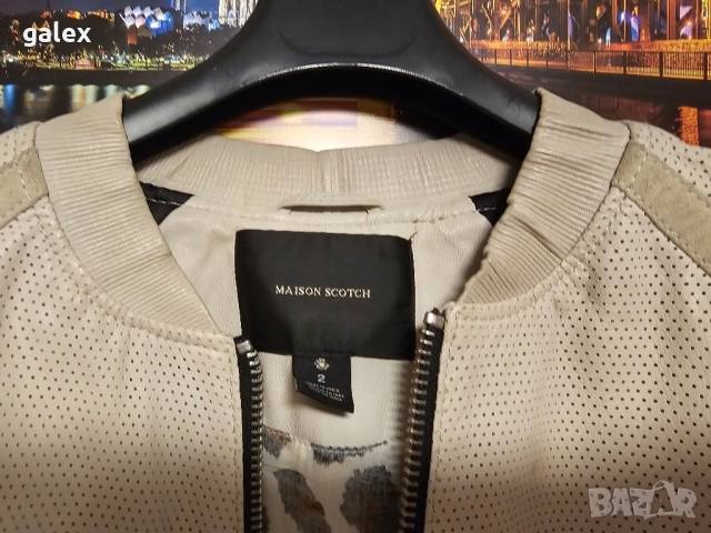 Кожен бомбер Maison Scoch, снимка 3 - Якета - 52189473