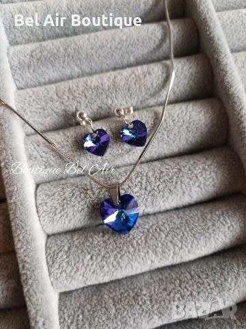 Комплект колие и обеци Swarovski, бижута с кристали Сваровски, снимка 6 - Колиета, медальони, синджири - 53392182